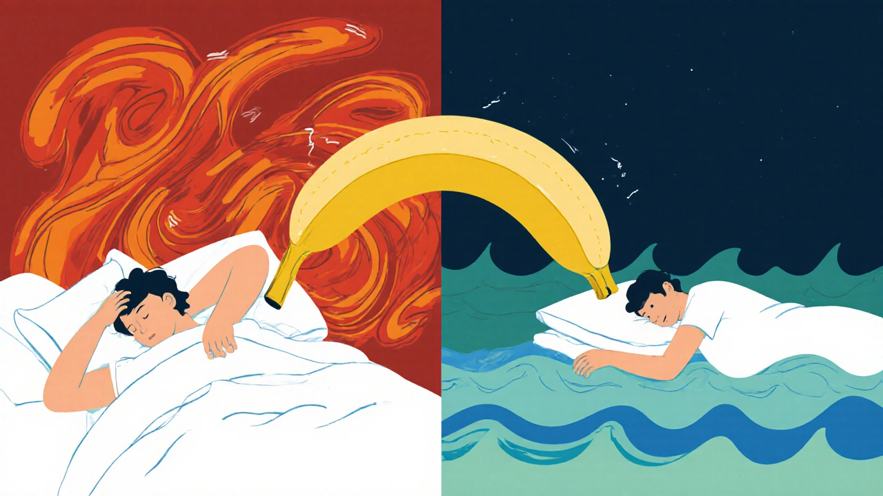 Banán jako most mezi neklidným a klidným spánkem, symbolická scéna.